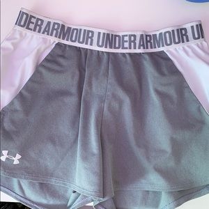 Grey and white under armour shorts
